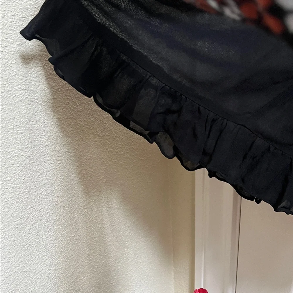 Reformation Christine Mini Dress Black Ruffle Hem Tie Strap size 0 USA LBD - Picture 9 of 9